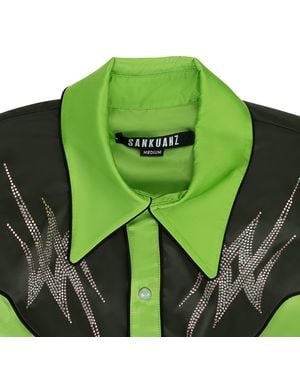 Sankuanz Contrast Button-Down Shirt - Green