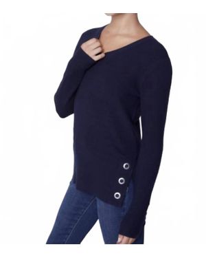 Charlie b V-Neck Grommet Sweater - Blue