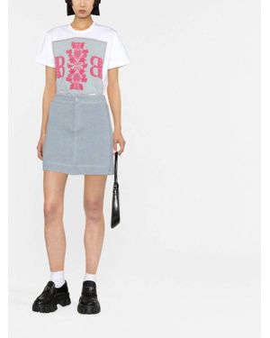 Barrie Cashmere Cotton Denim Mini Skirt - White
