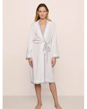 Eberjey Linen Blend Long Sleeve Robe - Natural