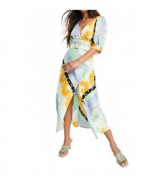 ASOS Belted Midi Tea Dress - Metallic