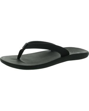 Olukai Kapehe Solid Rubber Flip-Flops - Black
