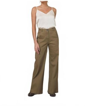 Skies Are Blue Cotton Twill Straight-Leg Pants - Natural