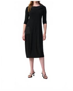 Joseph Ribkoff 3/4 Sleeves Cocoon Midi Dress - Black
