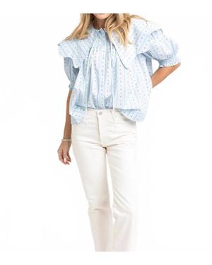 Karlie Floral Stripe Collar Button Up - Blue