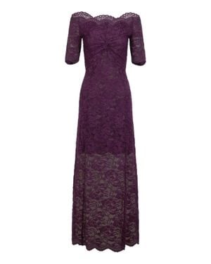 Rabanne Boat Neck Front Knot Draped Polyamide Dress - Purple