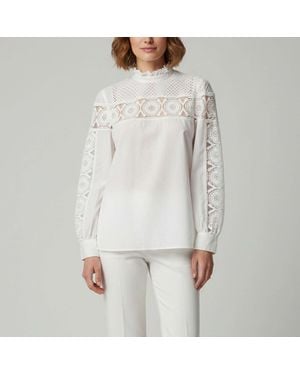 Sandro Cotton And Lace Paneled Blouse - White
