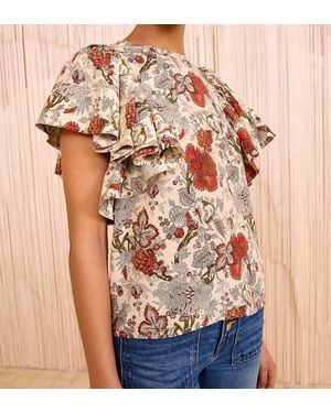 Ulla Johnson Lena Silk Flutter Sleeve Blouse - Pink