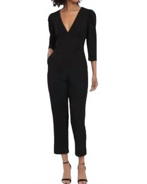 Donna Morgan Deep V-Neck Jumpsuit - Black