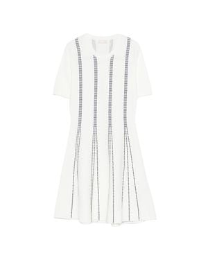 Liu Jo Flared Short-Sleeve Dotted Mini Dress - White