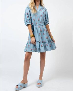 Ivy Jane Embroidered Flowers Dress - Blue