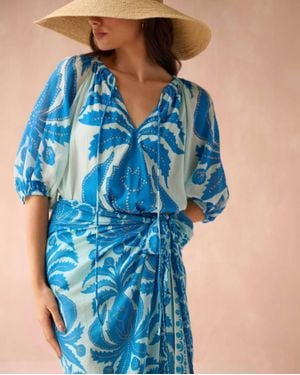 Omika Isla Tie Neck Blouse - Blue