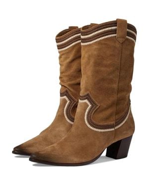 Bernardo Fremont Western Boots Suede Block Heel Pull On Gal1868 - Brown