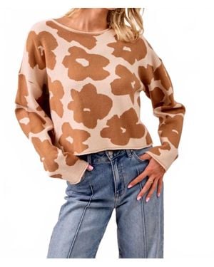 Bibi Abstract Floral Sweater - Blue