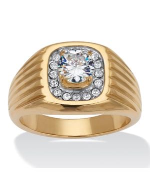 Palmbeach Jewelry 1.25 Tcw Round Cubic Zirconia Ion-Plated Stainless Steel Dome Ring - Metallic