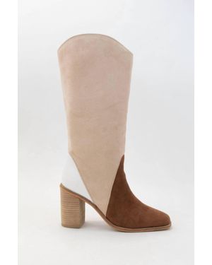 Ccocci Three Tone Color Block Heeled Boots - White
