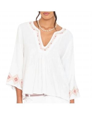 Xirena Carina Split V-Neck Blouse - White