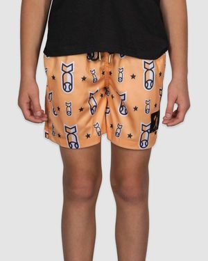 Baseballism Boys Youth Stay Humble Drop Bombs Diamond Air Mesh Shorts - Orange