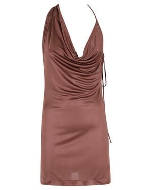 Amazuìn Ravi Satin Asymmetrical Draped Viscose Mini Dress - Red
