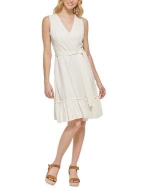 Tommy Hilfiger Smocked Knee-Length Fit & Flare Dress - White