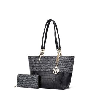 MKF Collection by Mia K Sasha Tote Bag With Wallet Vegan Leather Shoulder Bag Handbag Purse Set By Mia K - Black