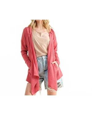 And The Why Thermal Hoodie Casual Cardigan - Red