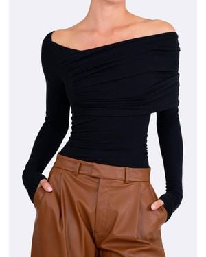 NonChalant Label Maple Asymmetrical Long Sleeve Top - Blue