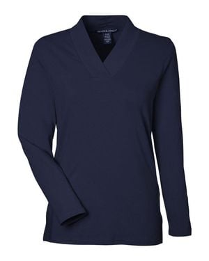 Devon & Jones Raleigh Shawl Collar Knit Top - Blue