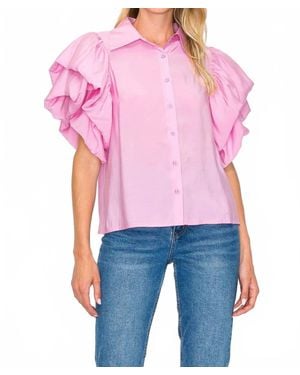 Joh Wrynn Woven Ruffled Top - Pink