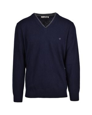 Brooksfield Classic Virgin Wool Crewneck Sweater - Blue