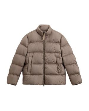 Woolrich High Neck Quilted Taupe Jacket - Brown