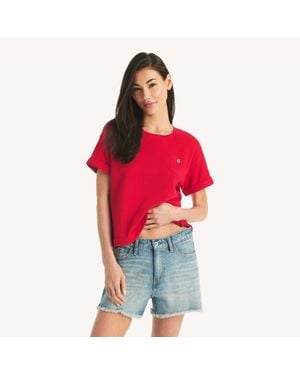 Nautica Short-Sleeve Sweater T-Shirt - Red