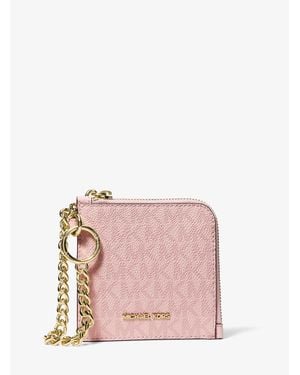 Michael Kors Outlet Jet Set Travel Signature Logo Chain Wallet - Pink
