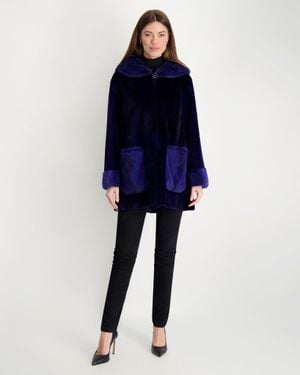 Gorski Hooded Mink Fur Parka - Blue