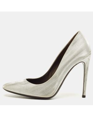 Roberto Cavalli Metallic Lurex Fabric Pumps - Natural