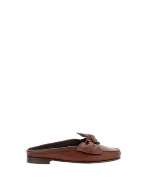 Hereu Lambskin Mule Shoes With Bow Detail And Rubber Sole - Brown