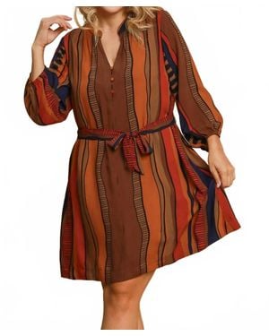 Umgee Button Down Mini Dress - Brown