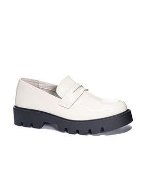 Chinese Laundry Playback Loafers Cream Patent Platform Shoes Khd648 - White