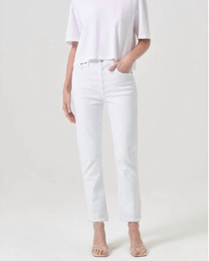 Agolde Riley High-Rise Straight Crop Pant - White