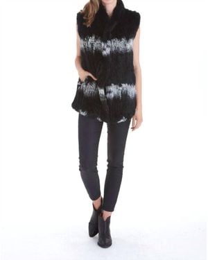 Love Token Eliza Genuine Real Rabbit Fur Vest - Black