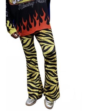 Burnt Toast/Emy Ave Zebra Print Velvet Flare Pant - Black