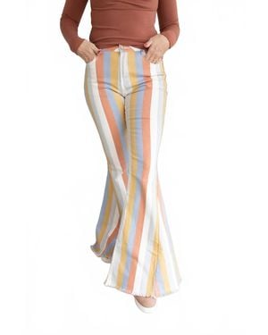 Saints & Hearts Multi Striped Flare Jeans - Gray