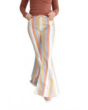 Saints & Hearts Multi Striped Flare Jeans - Gray
