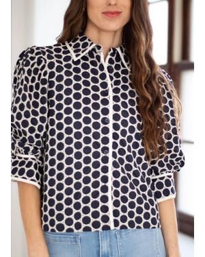 Sincerely Ours Polka Dot Pattern 3/4 Sleeve Top - Black