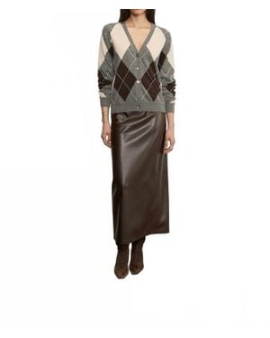 Enza Costa Knit Cashmere Argyle Cardigan - Multicolor