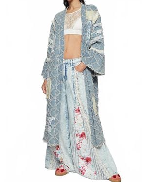 Pol Lace Denim Patches Jacket - Blue