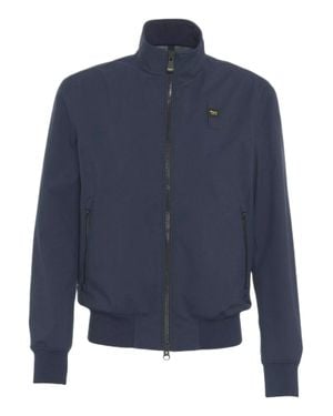 Blauer Refined Neoprene Bomber Jacket With Internal Seams - Blue