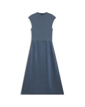 BOSS Knitted Dress With Satin Skirt - Blue