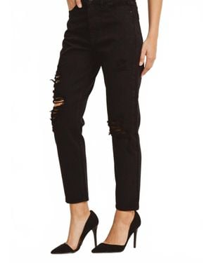 Just Black Denim Denim Distressed Mom Jean - Black