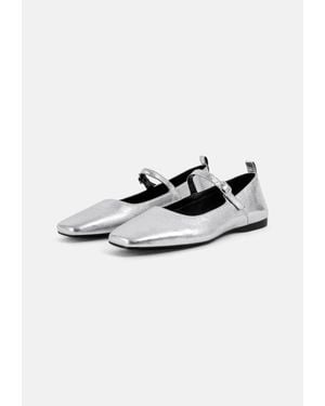 Vagabond Shoemakers Delia Flats E Leather Square Toe Mary Jane Rhs9473 - White